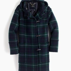 J.Crew Hooded Toggle Plaid Coat
